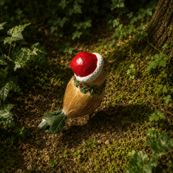 Figura de pájaro de Navidad con bufanda verde – Vista lateral