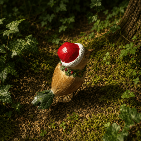 Figura de pájaro de Navidad con bufanda verde – Vista lateral