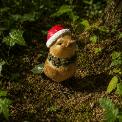 Pájaro navideño de resina para colocar – Vista completa