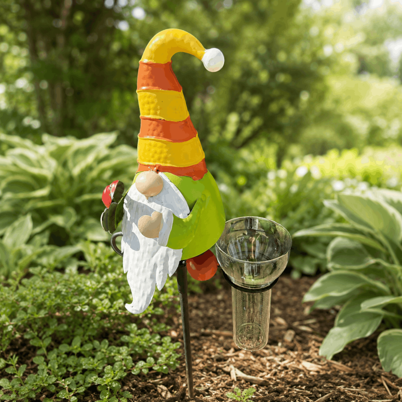Tubo transparente del pluviómetro de jardín – Vista de cerca